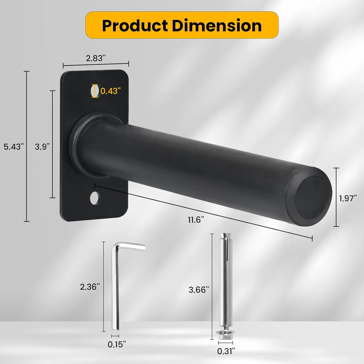 Weight Plate Holder, Wall Mounted Weight Rack for 1" and 2" Olympic Weight Plates, Home Gym Storage with 8pcs Steel Expansion Bolts Weight Storage Racks