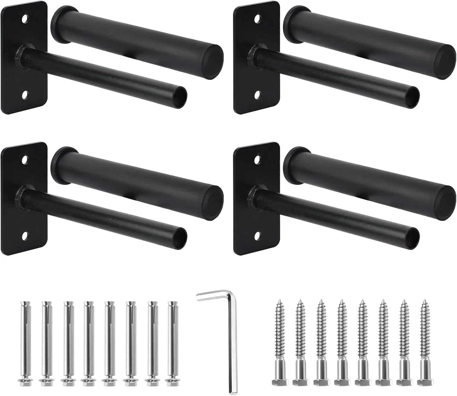 Weight Plate Holder, Wall Mounted Weight Rack for 1" and 2" Olympic Weight Plates, Home Gym Storage with 8pcs Steel Expansion Bolts Weight Storage Racks