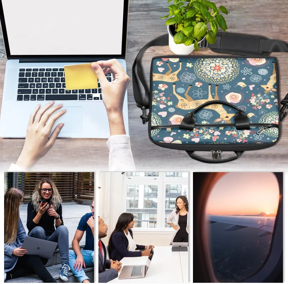 Welsh Corgi Laptop Bag for Women Men 13-15 Inch Computer Briefcase Bag Lightweight Notebook Shoulder Messenger Bag