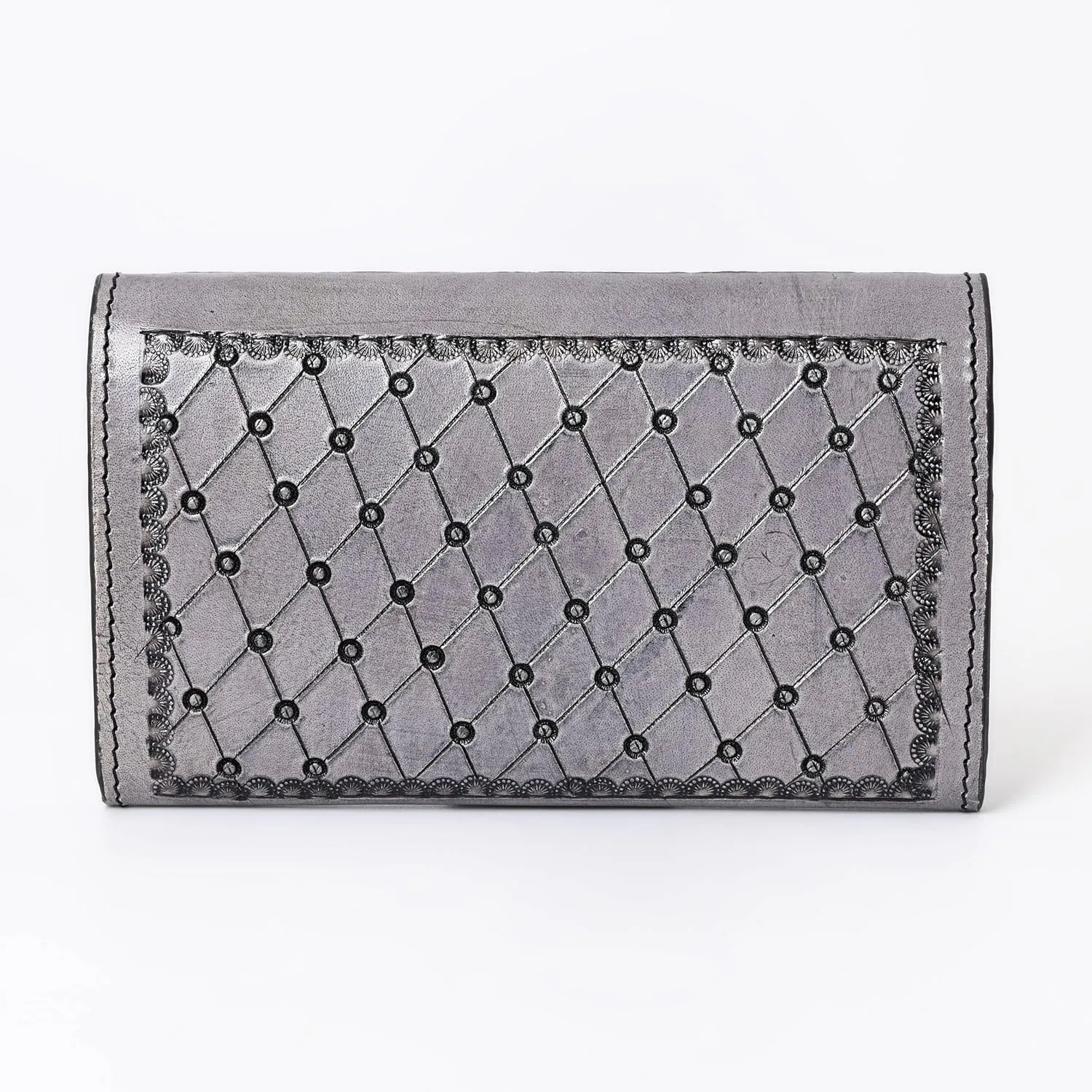 Western Broncy Beby Handmade Bifold Wallet Cowgirl Western Fashion Women's Wallet Handmade Genuine Cowhide Tooled Leather Floral and Leafy Design Hand Carving Mutiple Crad Slots