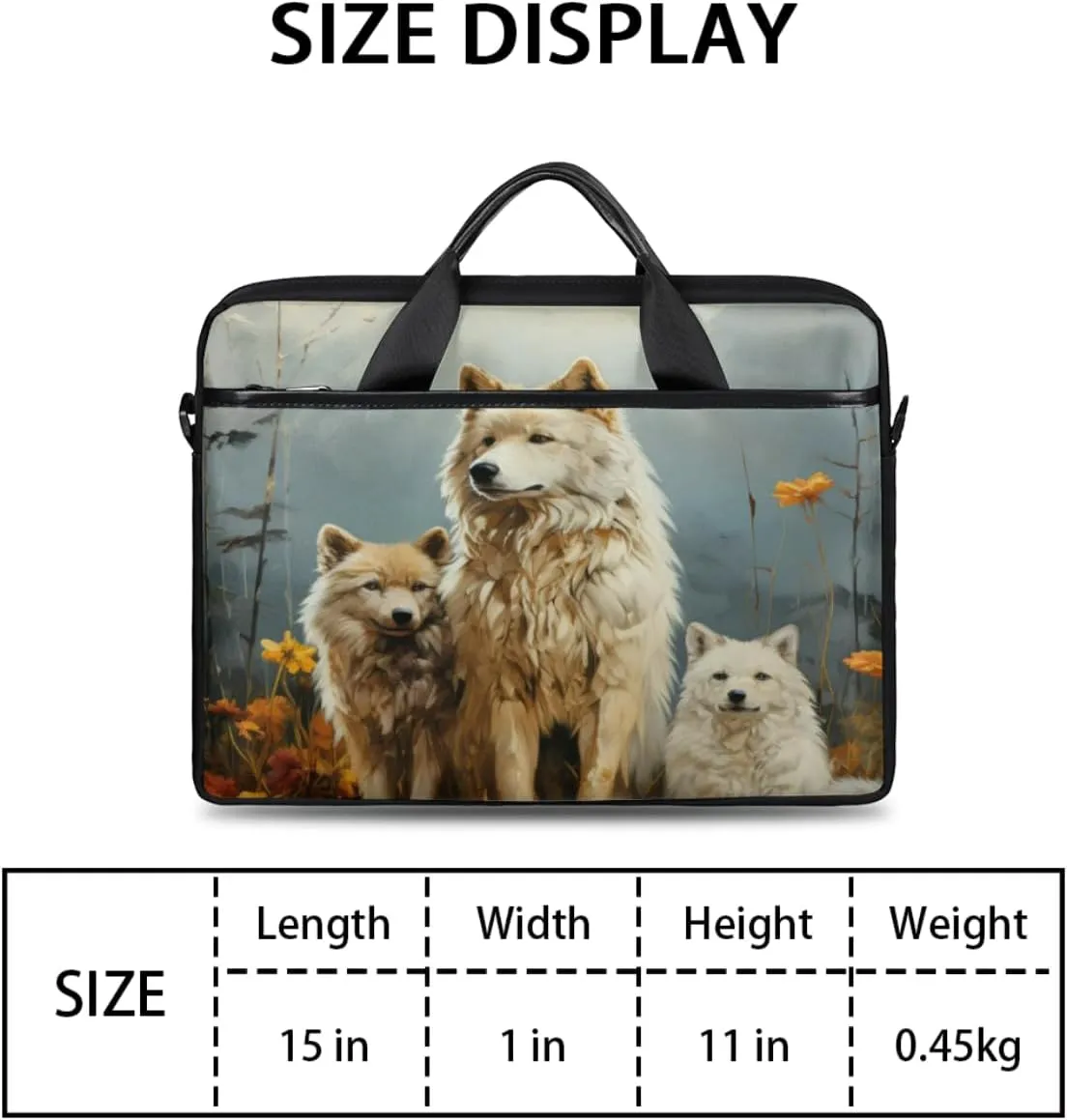 White Town Laptop Bag for Men Women 13-15 Inch Case Bags Sleeve Shoulder with Anti Slip Removable The Pad Straps