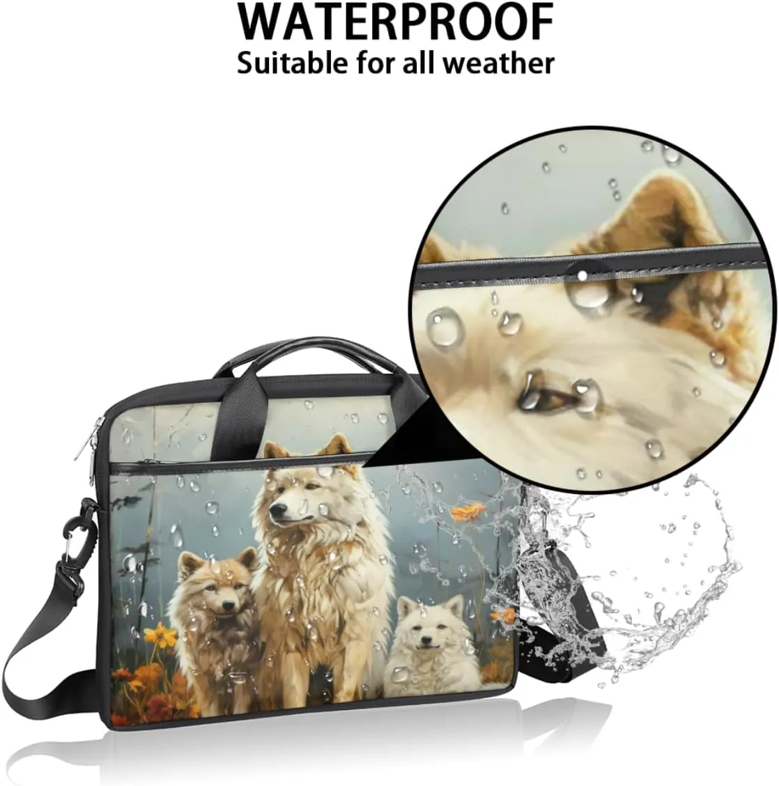 White Town Laptop Bag for Men Women 13-15 Inch Case Bags Sleeve Shoulder with Anti Slip Removable The Pad Straps
