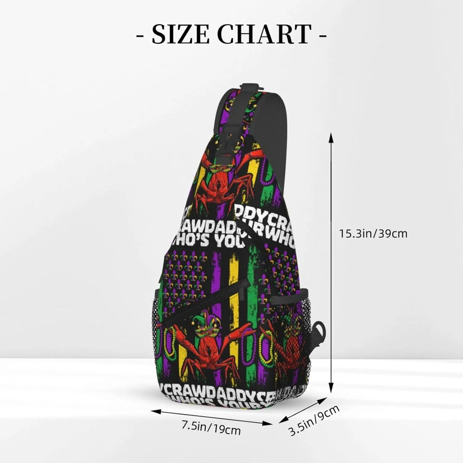 Who's Your Crawdaddy Mardi Gras Mask Beads Crawfish Sling Bag Crossbody Bag Chest Bags Travel Shoulder Backpack