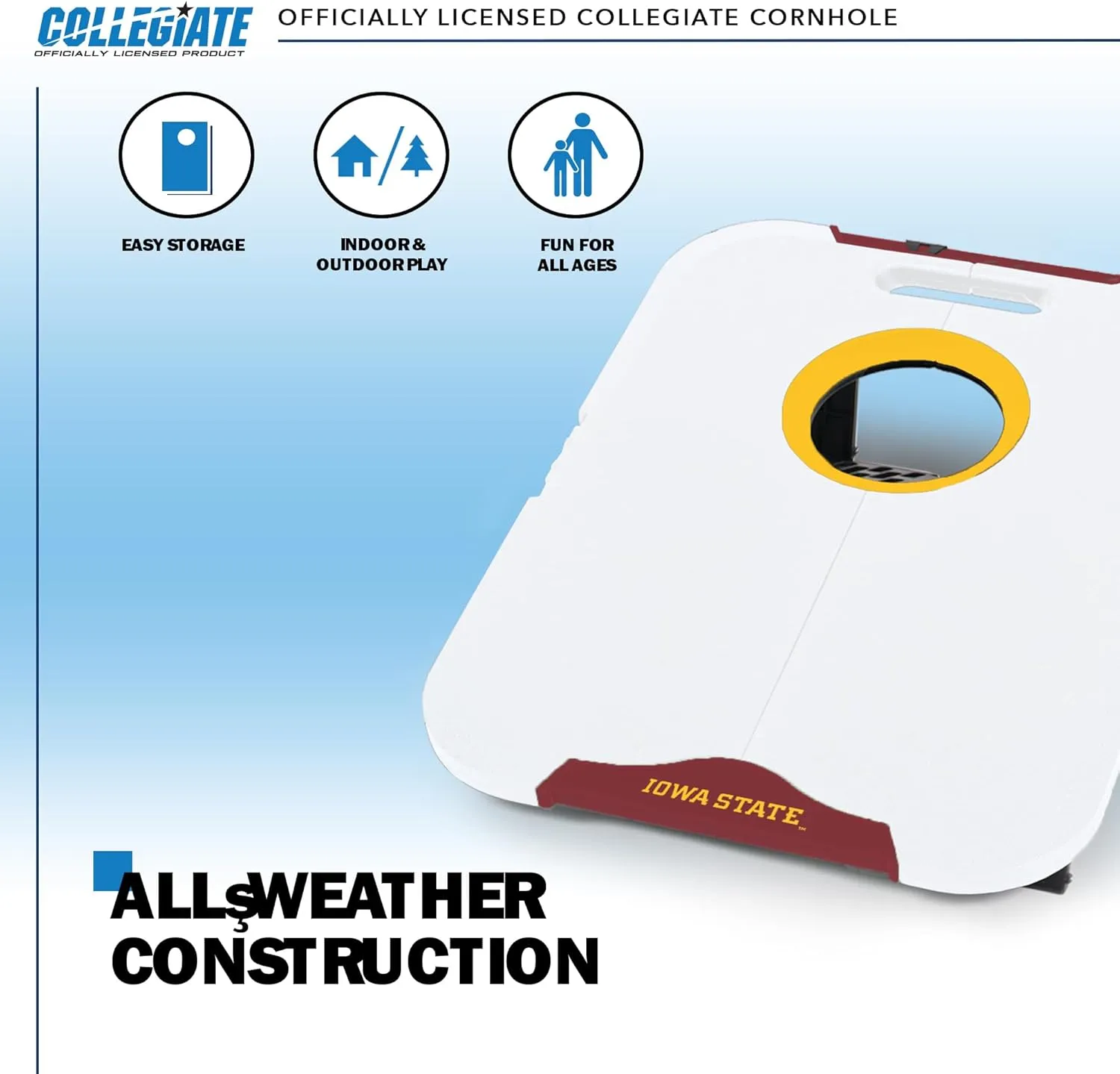 Wild Sports NCAA Pro Football All-Weather Cornhole Set - Travel Bean Bag Toss Set Includes 8 Bean Bags
