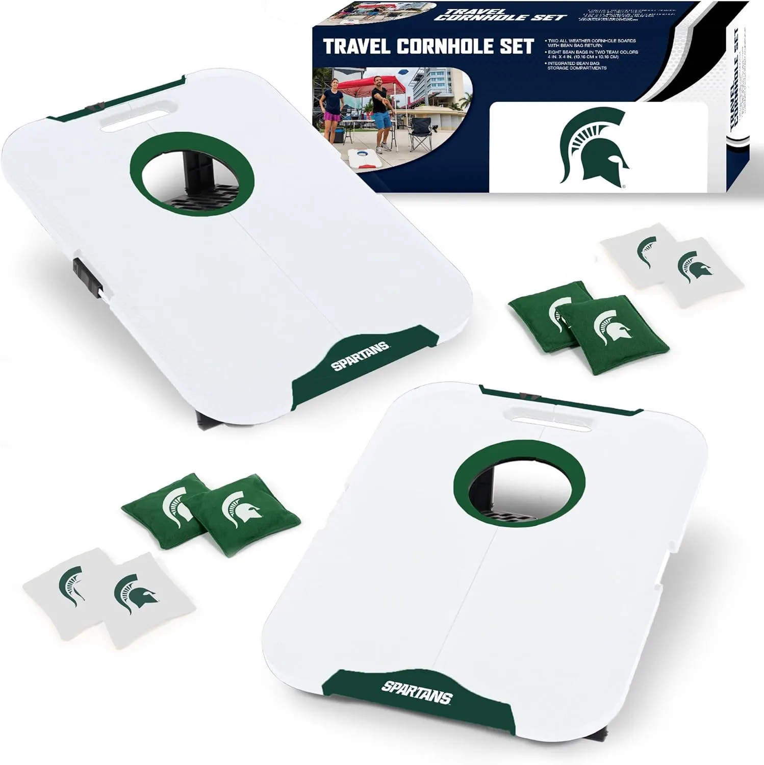 Wild Sports NCAA Pro Football All-Weather Cornhole Set - Travel Bean Bag Toss Set Includes 8 Bean Bags