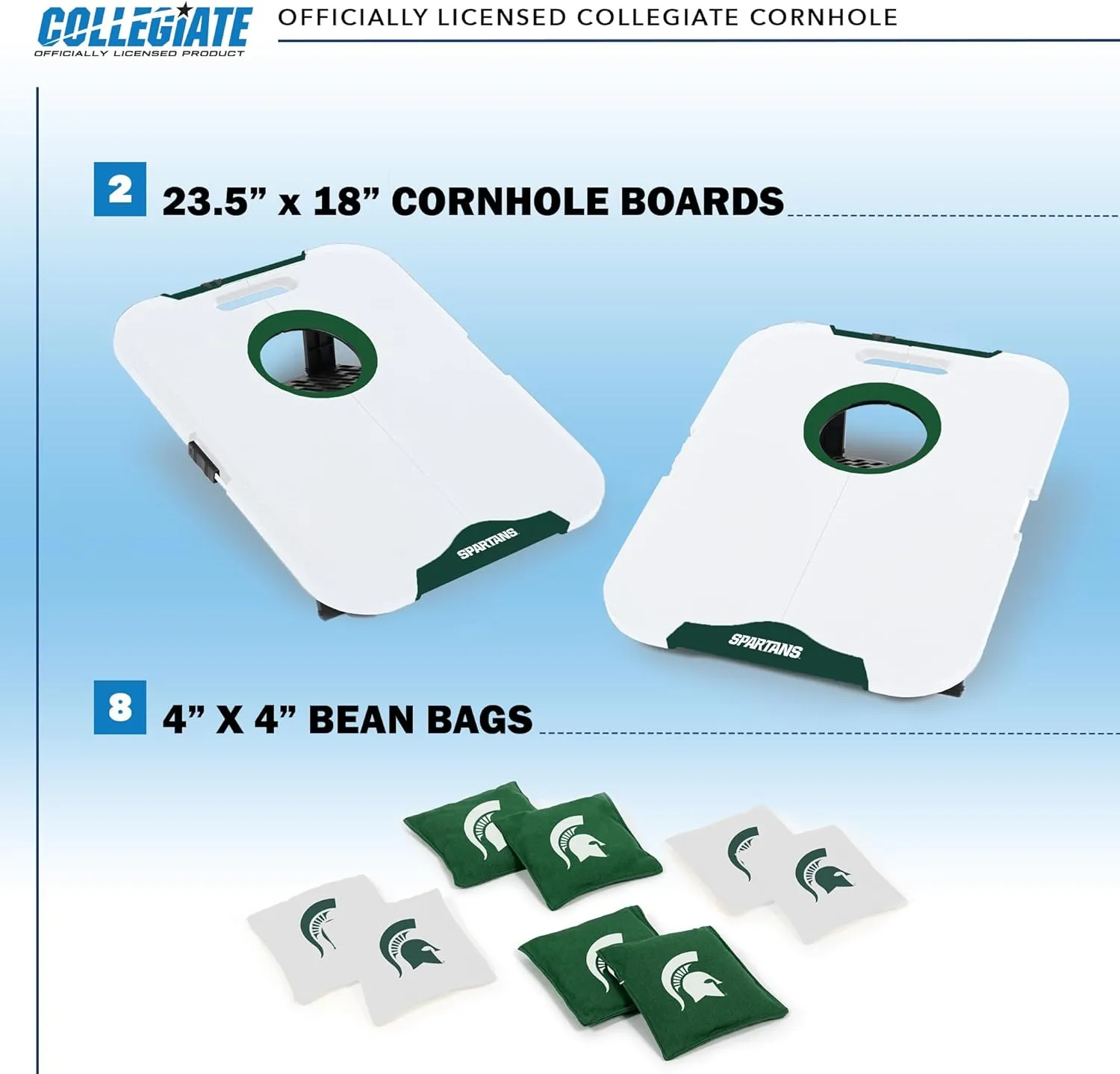 Wild Sports NCAA Pro Football All-Weather Cornhole Set - Travel Bean Bag Toss Set Includes 8 Bean Bags