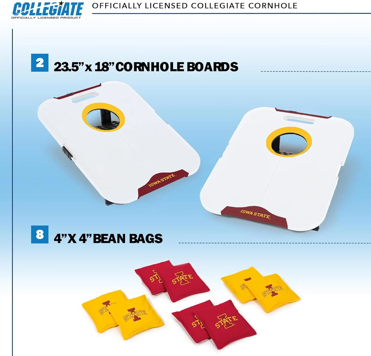 Wild Sports NCAA Pro Football All-Weather Cornhole Set - Travel Bean Bag Toss Set Includes 8 Bean Bags