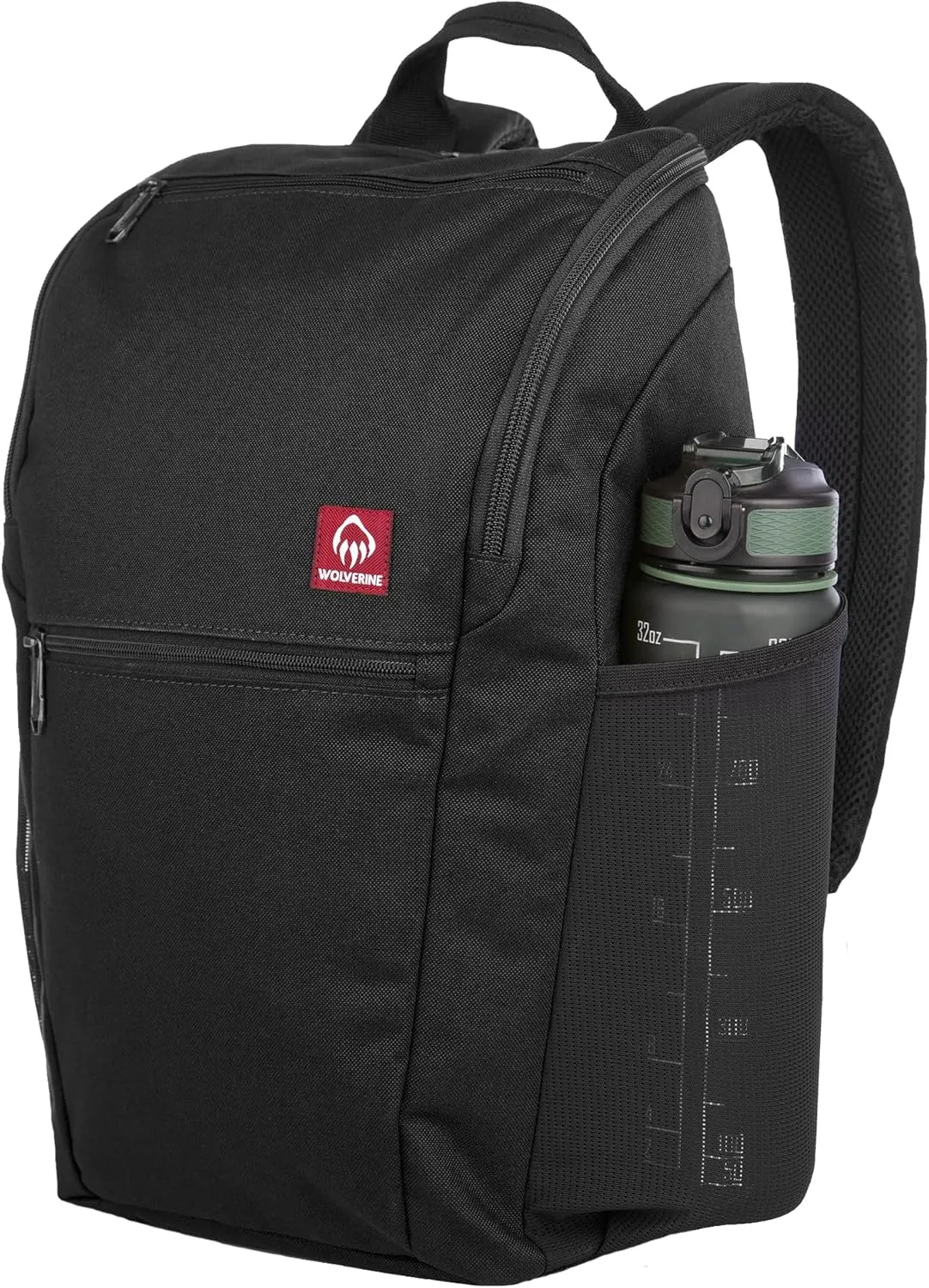 WOLVERINE Lightweight, Water Resistant Rugged Laptop Backpack for Travel or Work, Top Loader-Black, 25L