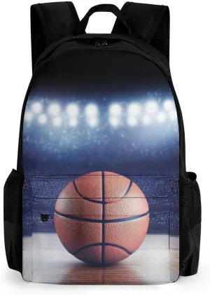 Women Men Polyester 3D Sport Basketball Casual Daypack Large Capacity Bookbag With Side Pockets for Sports Picnic Walking Cycling