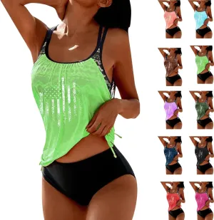 Womens Tankini Bathing Suits T-Back Top with Shorts Two Piece Tankini Swimsuit Summer Ruched Padded Modest Swimsuits