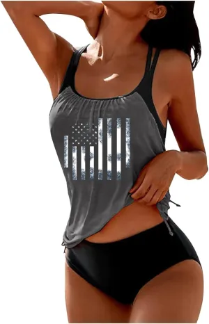 Womens Tankini Bathing Suits T-Back Top with Shorts Two Piece Tankini Swimsuit Summer Ruched Padded Modest Swimsuits
