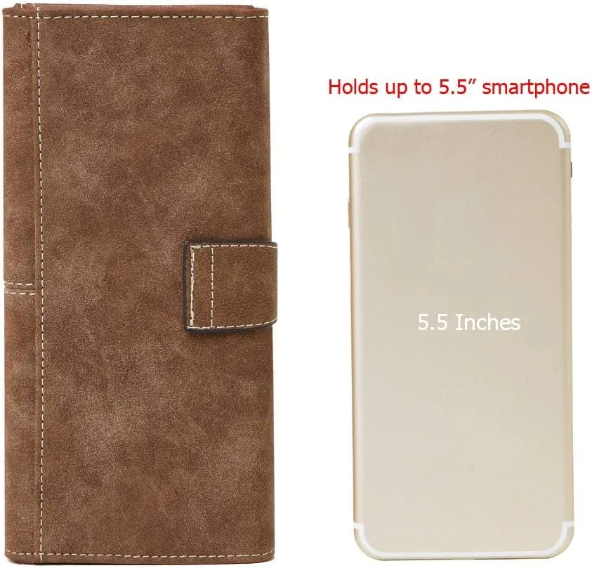 Women's Vegan Leather 17 Card Slots Card Holder Long Big Bifold Wallet