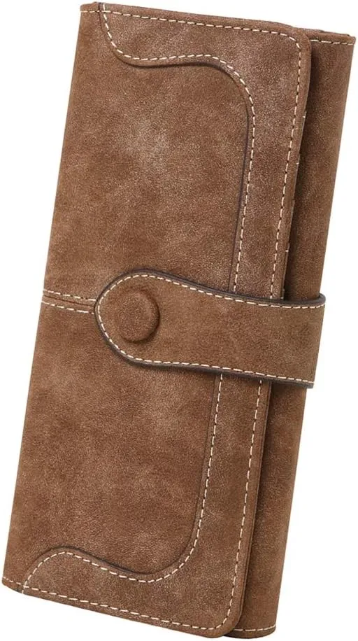 Women's Vegan Leather 17 Card Slots Card Holder Long Big Bifold Wallet