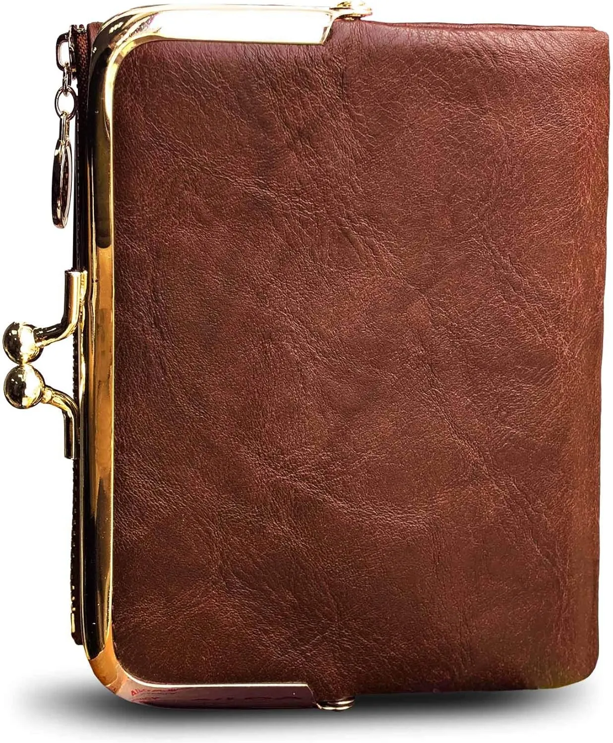 Womens Wallet Small Bifold Rfid Ladies Mini Vintage Coin Purse With Zipper and Kiss Lock (Brown)