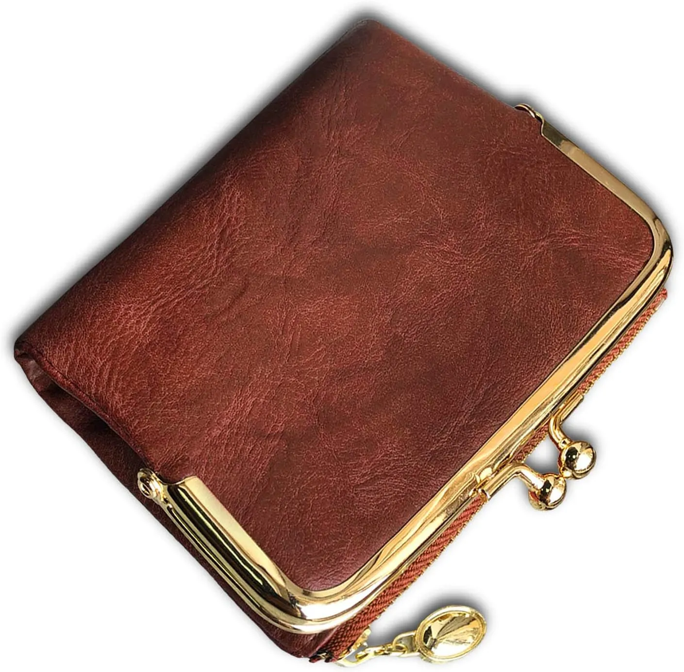 Womens Wallet Small Bifold Rfid Ladies Mini Vintage Coin Purse With Zipper and Kiss Lock (Brown)