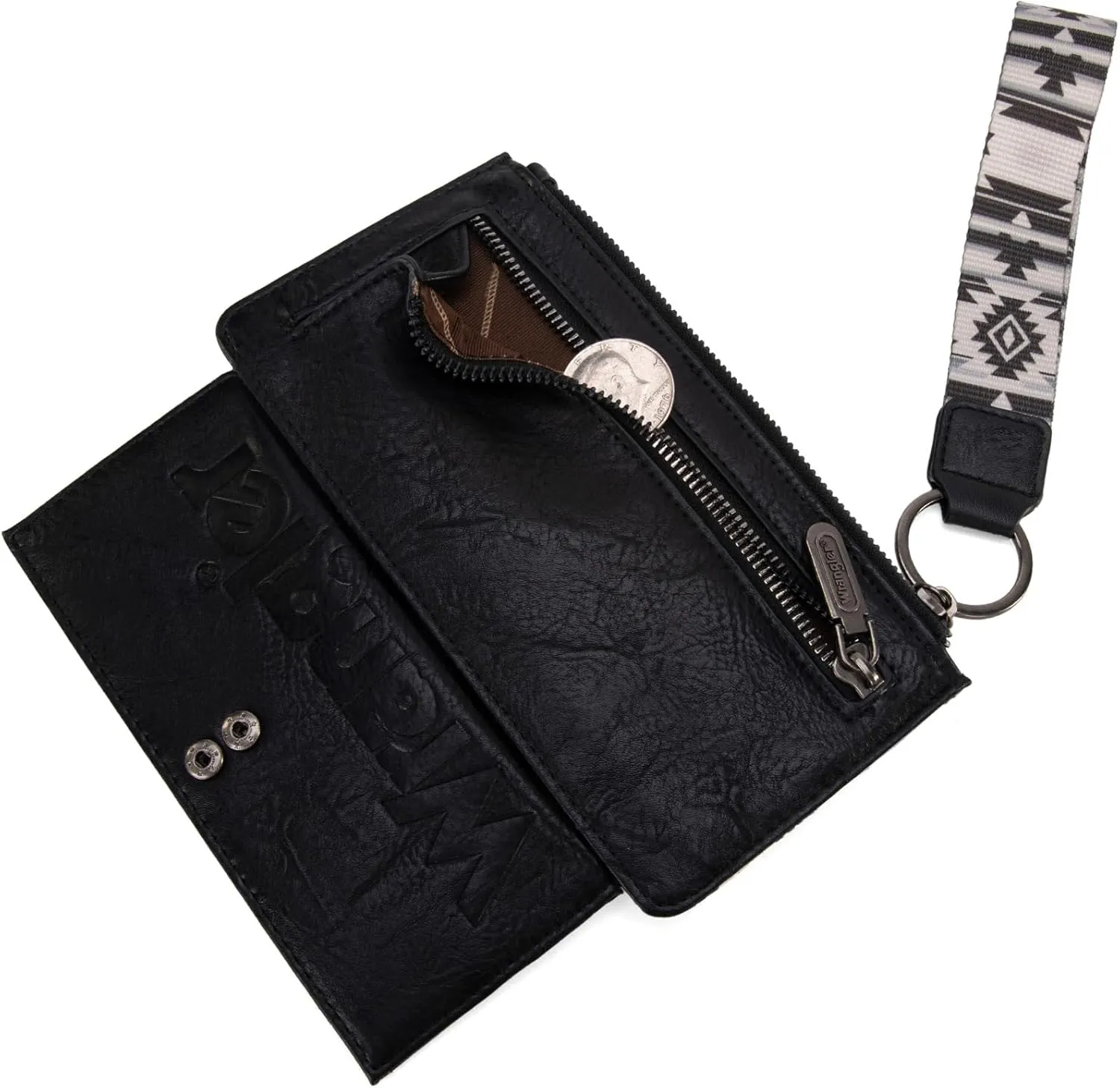 Wrangler Wallet Purse for Women Aztec Clutch Wristlet Wallet with Boho Credit Card Holder