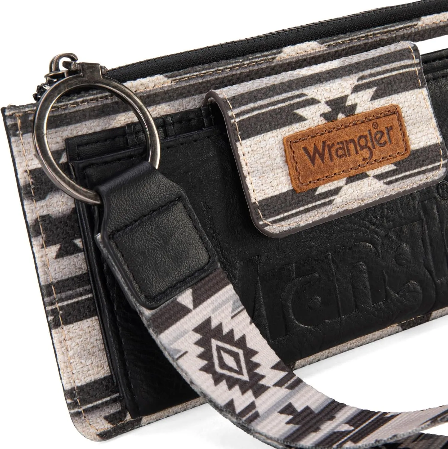 Wrangler Wallet Purse for Women Aztec Clutch Wristlet Wallet with Boho Credit Card Holder