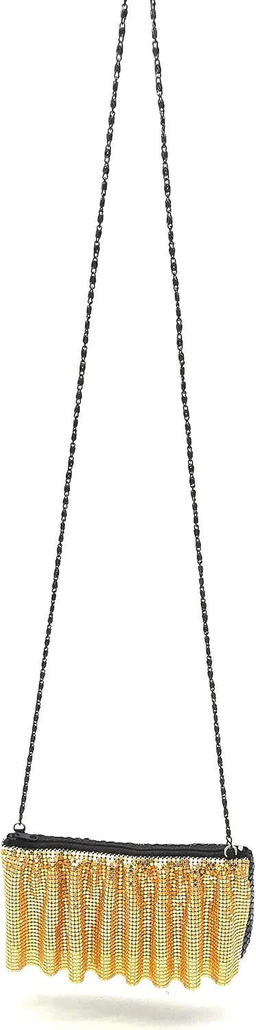 X-Small Women Evening Clutch Metal Mesh purse handbag with shoulder chain strap for Cocktail Party Prom Wedding