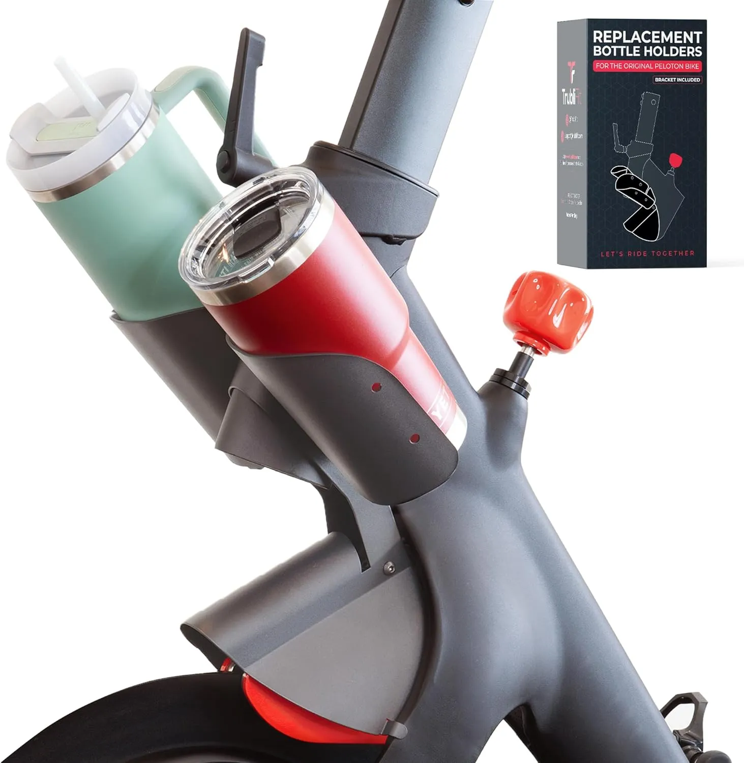 XL Replacement Bottle Holders for Original Peloton Bike with Mounting Bracket, Solid All-Black Metal Design, Direct Replacement Mount - Fits YETI   Nalgene   Hydro Flask   Stanley