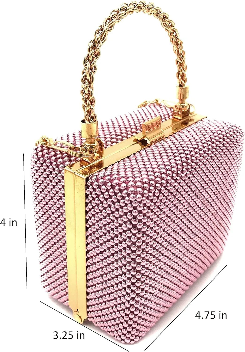 XX-Small clutch Metal beaded mesh evening box purse for Cocktail Party Prom Wedding Banquet