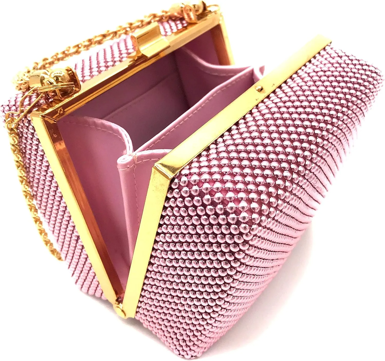 XX-Small clutch Metal beaded mesh evening box purse for Cocktail Party Prom Wedding Banquet