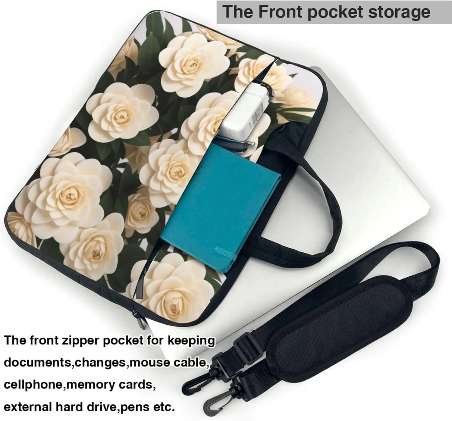 Yellow Flowers Printed Patterns Laptop Shoulder Bag Notebook Computer Case Briefcase With Shoulder Straps And Handle