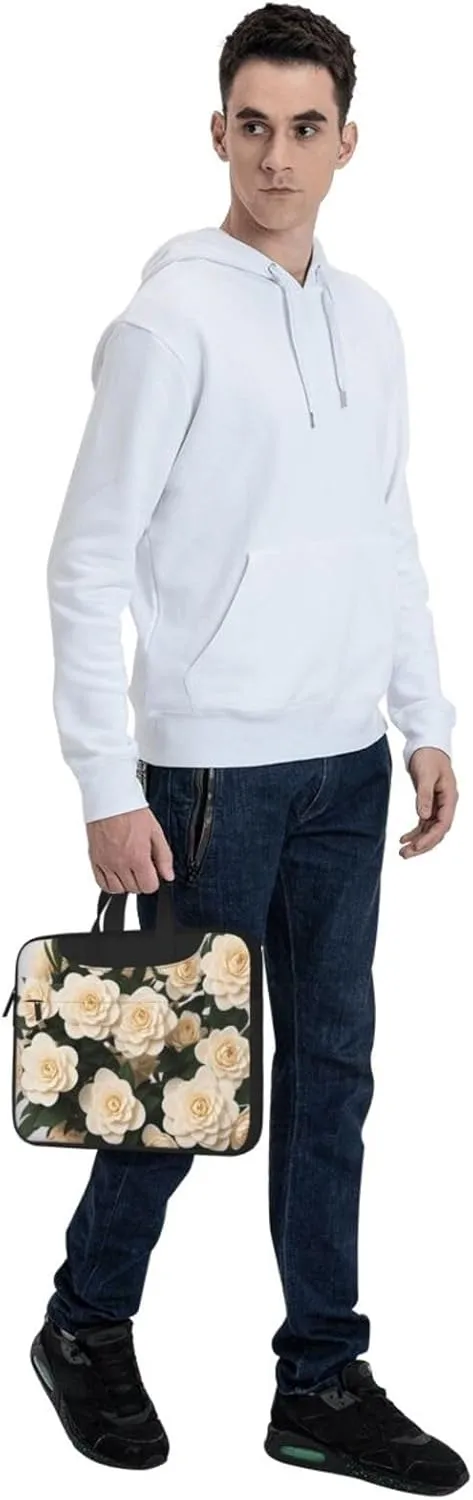 Yellow Flowers Printed Patterns Laptop Shoulder Bag Notebook Computer Case Briefcase With Shoulder Straps And Handle