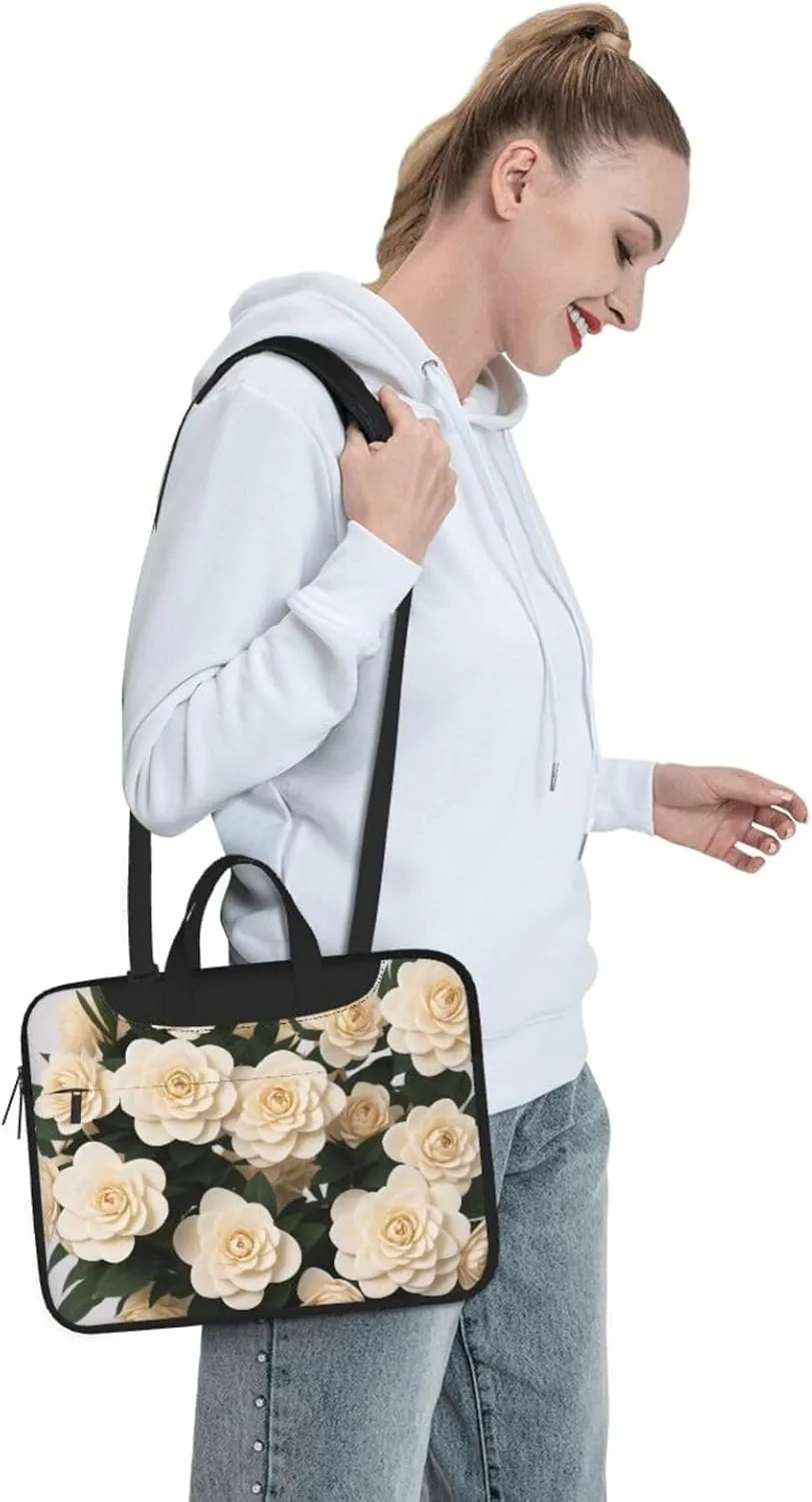 Yellow Flowers Printed Patterns Laptop Shoulder Bag Notebook Computer Case Briefcase With Shoulder Straps And Handle