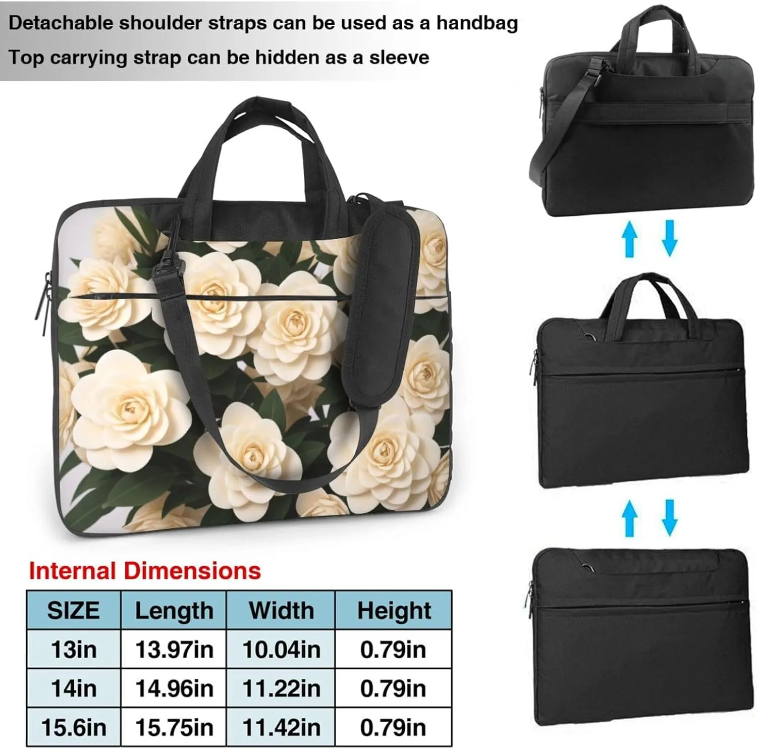 Yellow Flowers Printed Patterns Laptop Shoulder Bag Notebook Computer Case Briefcase With Shoulder Straps And Handle