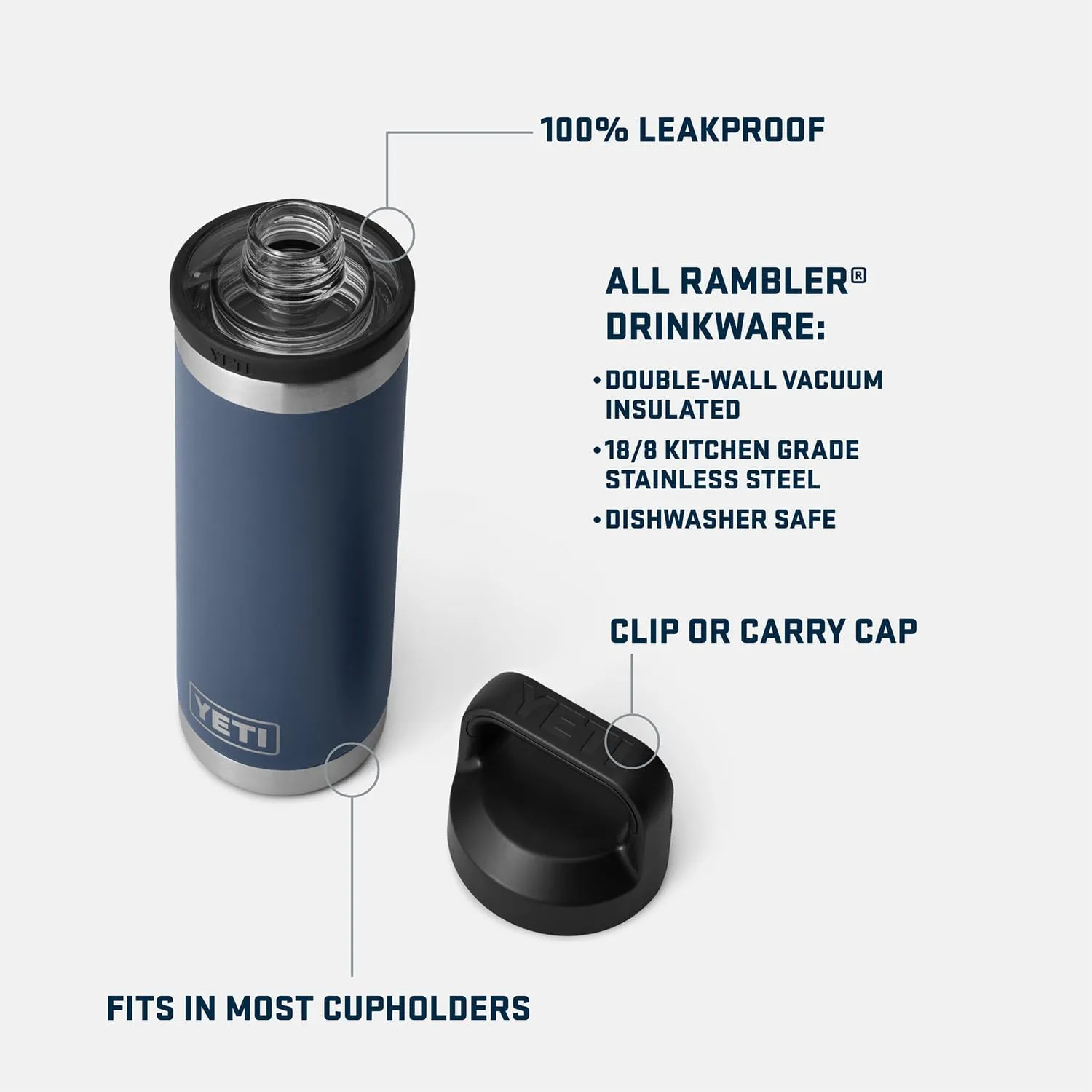 YETI Rambler 18 oz Bottle, Leakproof, Vacuum Insulated, Stainless Steel with Chug Cap, Low Country Peach