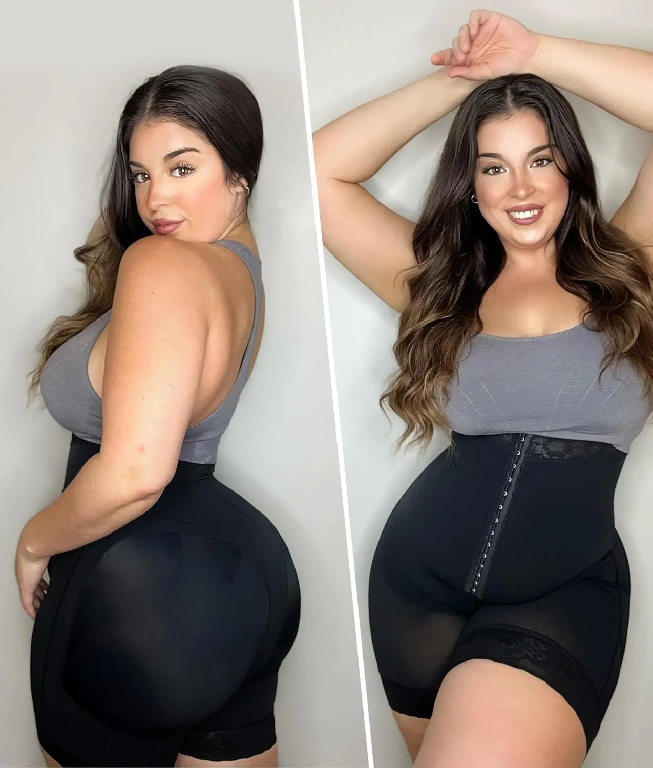 YIANNA Tummy Control Shapewear for Women Strapless Fajas Colombianas Body Shaper Shorts Butt Lifter with Zipper Crotch