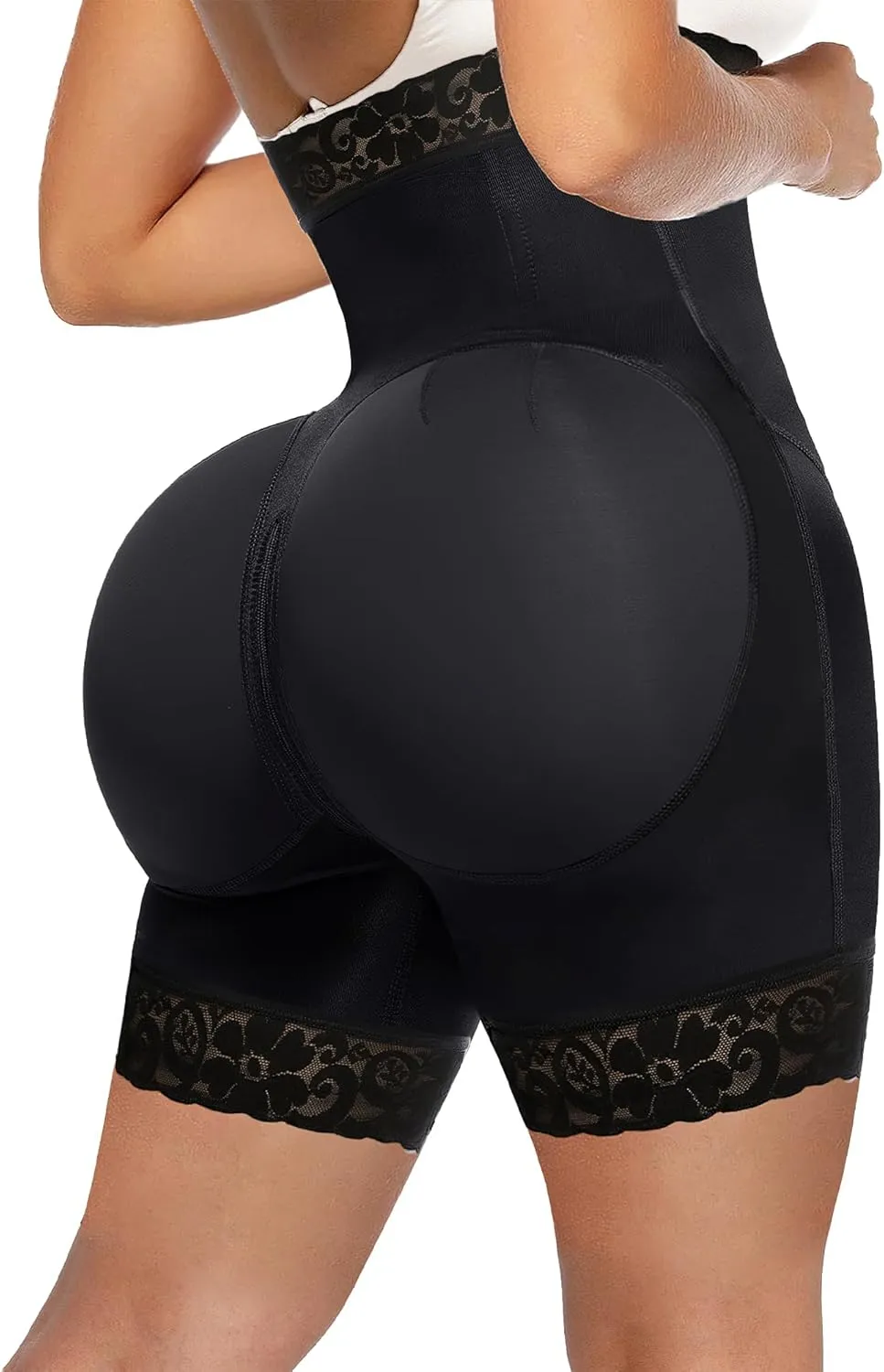 YIANNA Tummy Control Shapewear for Women Strapless Fajas Colombianas Body Shaper Shorts Butt Lifter with Zipper Crotch