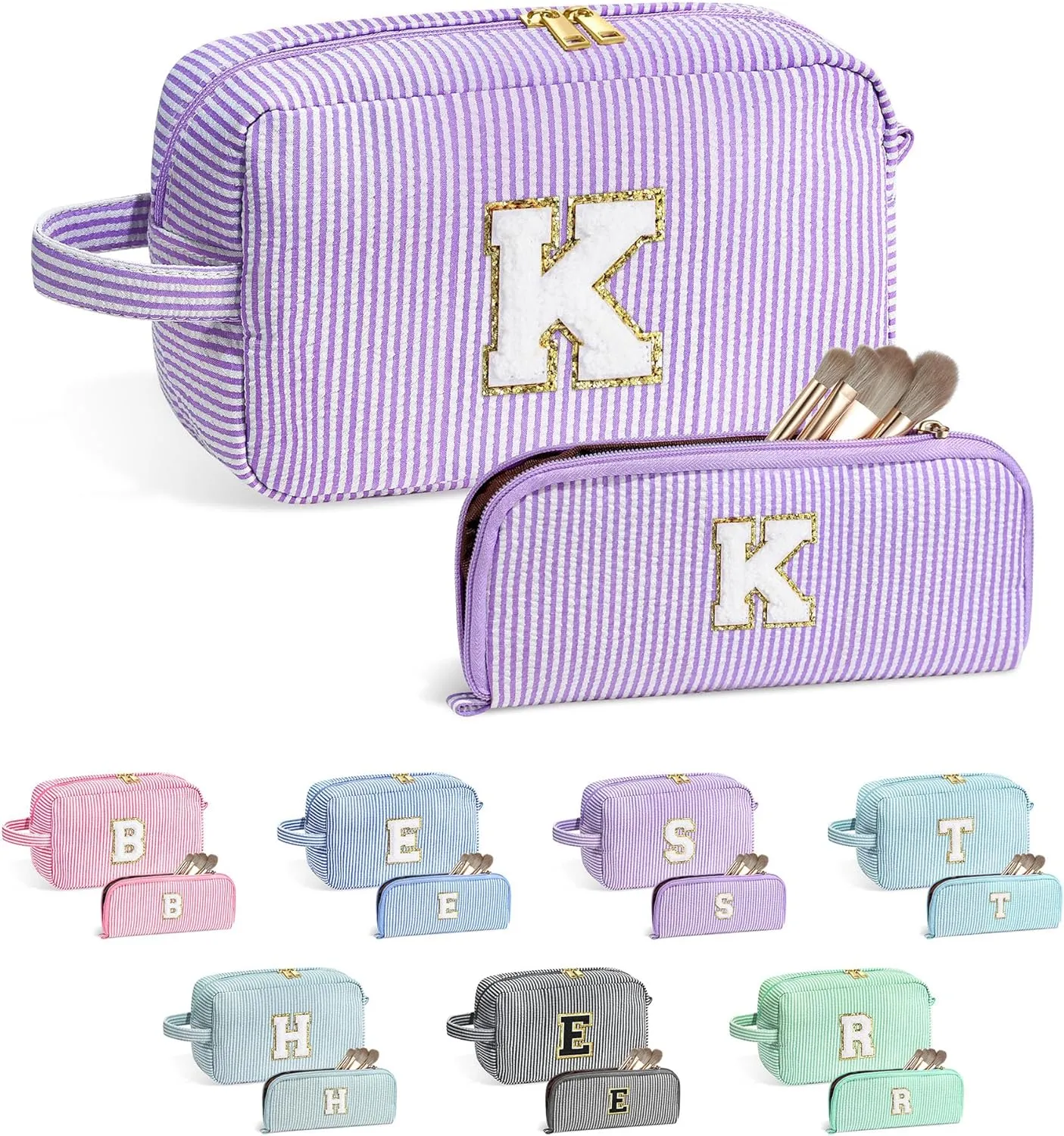 YOOLIFE Gifts for Teen Girls - Personalized Initial Makeup Bag, Birthday Gifts for Women Sister Friend Daughter Girls Kids