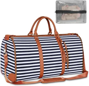 Ytonet Carry On Garment Bag, Large PU Leather Garment Duffle Bag for Women, Waterproof Convertible Garment Bags for Travel with Shoe Pouch, 2 in 1 Hanging Suitcase Dress Suit