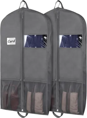 Zilink 43" Suit Bags for Closet Storage and Travel Gusseted Hanging Garment Bags for Men Suit Cover for Travel with Handles for Coats, Jackets, Shirts,Dresses, Grey