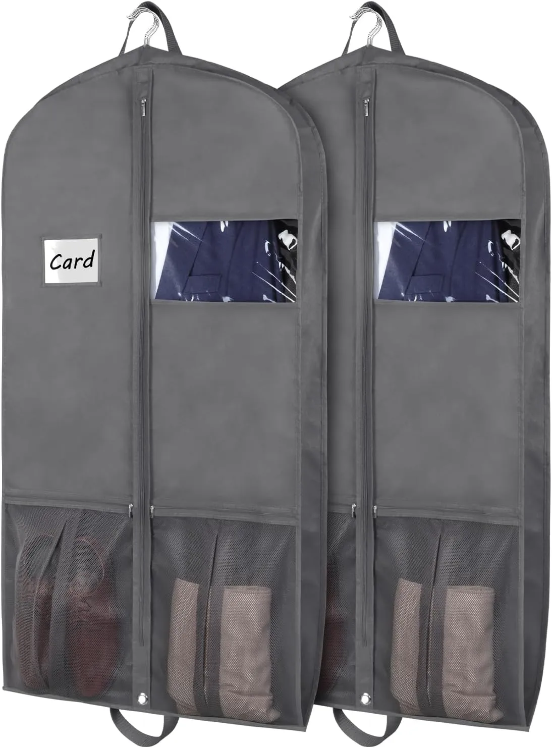 Zilink 43" Suit Bags for Closet Storage and Travel Gusseted Hanging Garment Bags for Men Suit Cover for Travel with Handles for Coats, Jackets, Shirts,Dresses, Grey