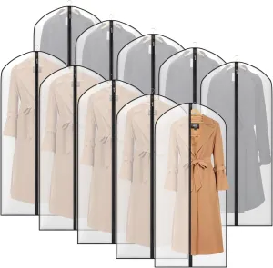 Zilink 54" Coat Bags for Storage Dust Proof Hanging Garment Bag for Closet Dress Cover for Closet Storage with Full Zipper for Fur Coat Leather Jacket Dress Closet Storage, Set of 10