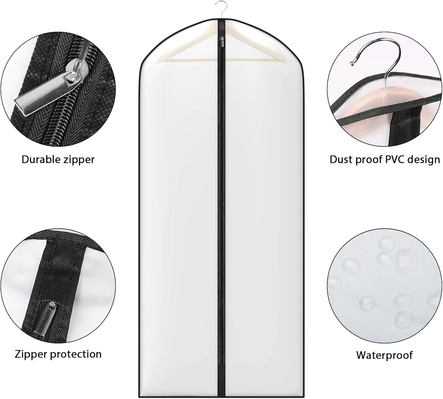Zilink 54" Coat Bags for Storage Dust Proof Hanging Garment Bag for Closet Dress Cover for Closet Storage with Full Zipper for Fur Coat Leather Jacket Dress Closet Storage, Set of 10