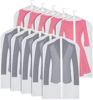 Zilink Clear Garment Bags Suit Bag for Storage 43-inch with Sturdy Zipper Suit Cover for Suit, Coat, Dress Clothes Cover Storage, Set of 10