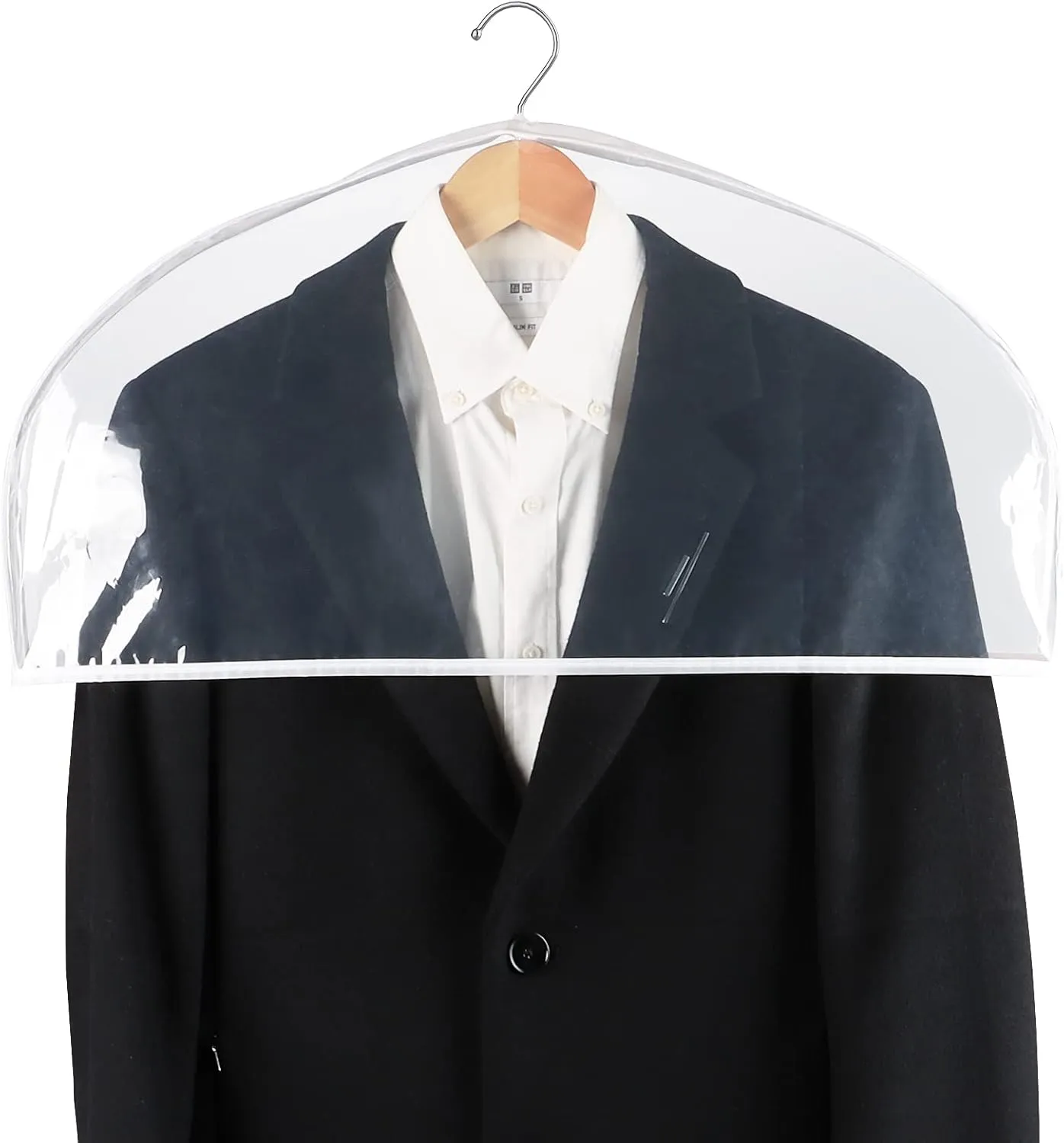 Zilink Clear Shoulder Covers for Clothes (Set of 15) Breathable Clothes Dust Cover Protectors with 2" Gusset for Suit, Coats, Jackets