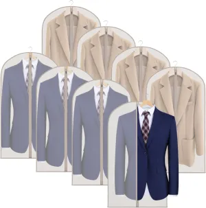 Zilink Clear Suit Bags for Closet Storage and Travel 43" Hanging Storage Bags for Clothes Garment Bags for Storage, T-Shirt, Suits, Coats, Jackets - Beige, 8 Pack