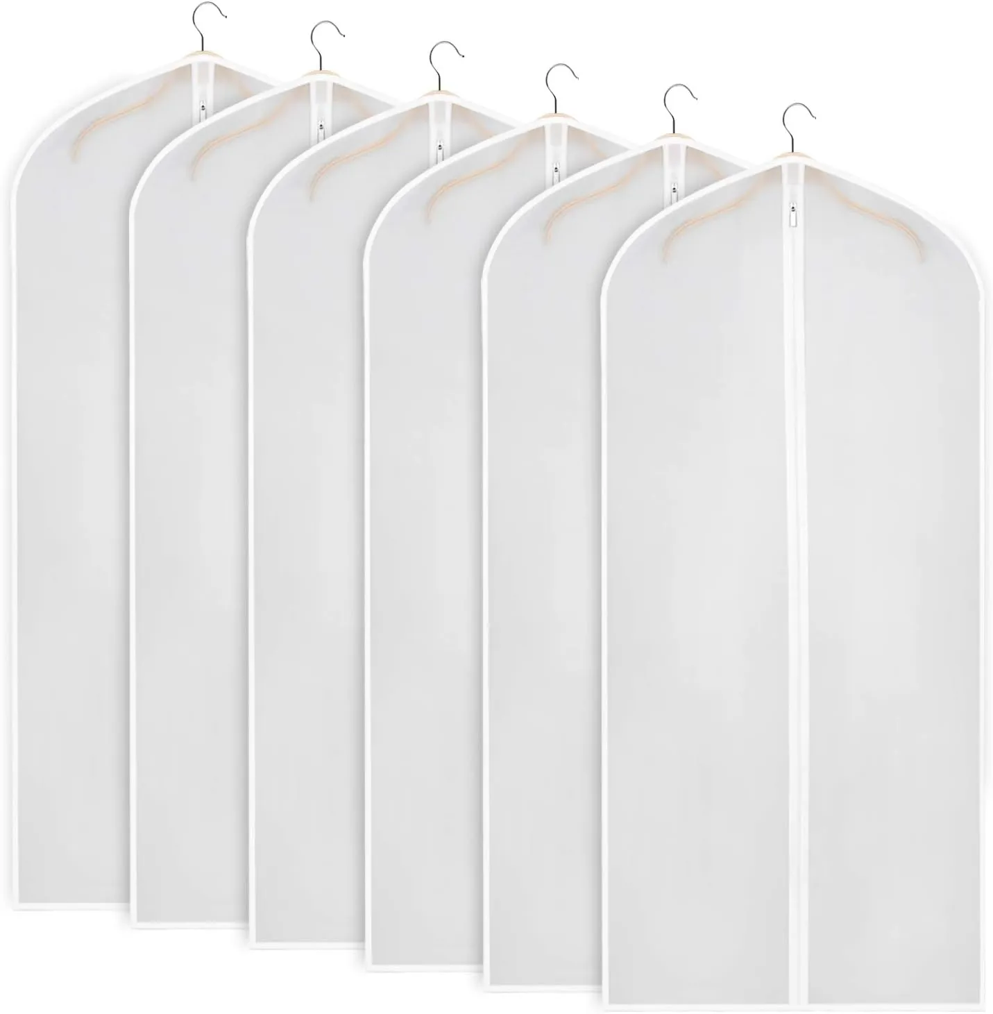 Zilink Garment Bags for Long Dresses 60-inch Translucent Suit Bag with Full-Length Zipper (Set of 6) for Dance Costumes Gown Dress Clothes Storage [Upgraded Version]