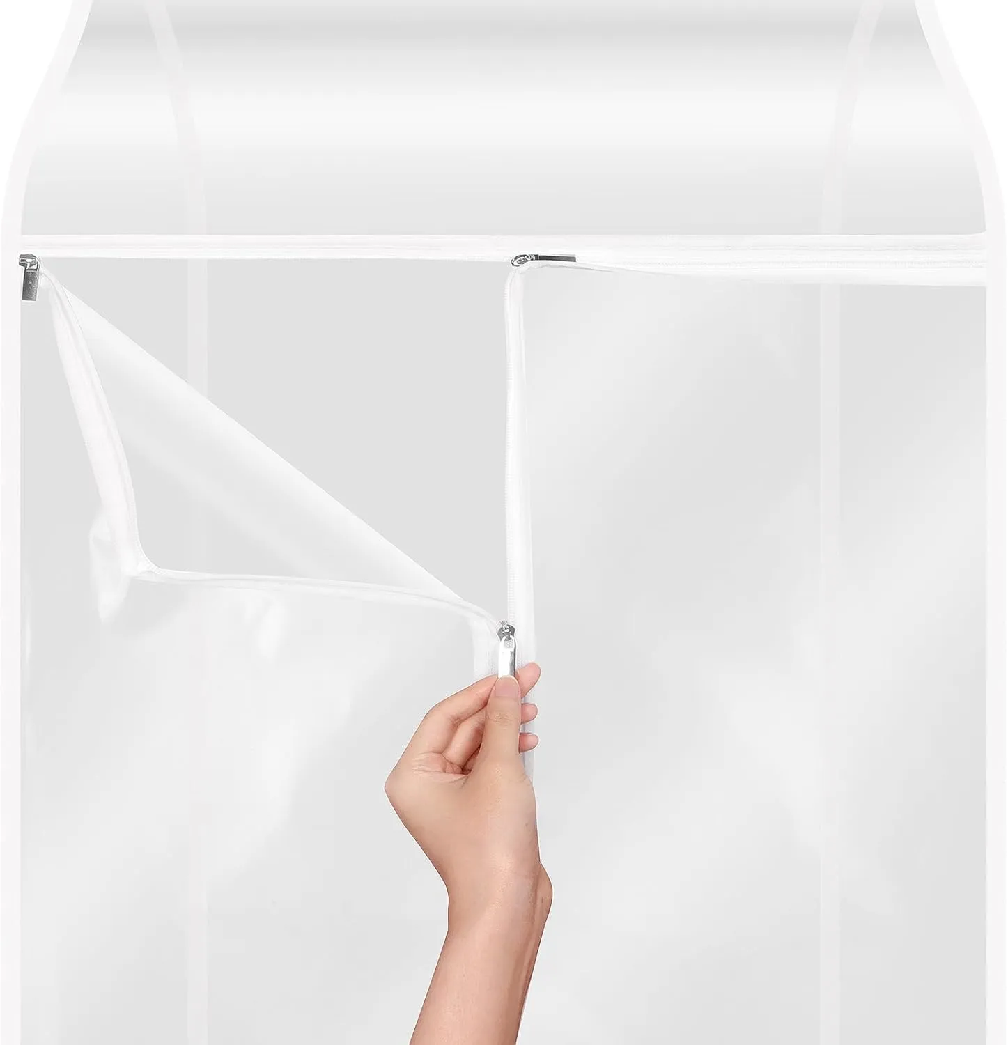 Zilink Hanging Garment Bags for Storage 50 inch (2 Pack) Clear Garment Rack Cover Fur Coat Bags for Closet Storage for Suit Fur Coats Leather Jackets Dress Storage