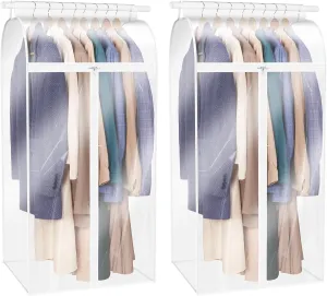 Zilink Hanging Garment Bags for Storage 50 inch (2 Pack) Clear Garment Rack Cover Fur Coat Bags for Closet Storage for Suit Fur Coats Leather Jackets Dress Storage