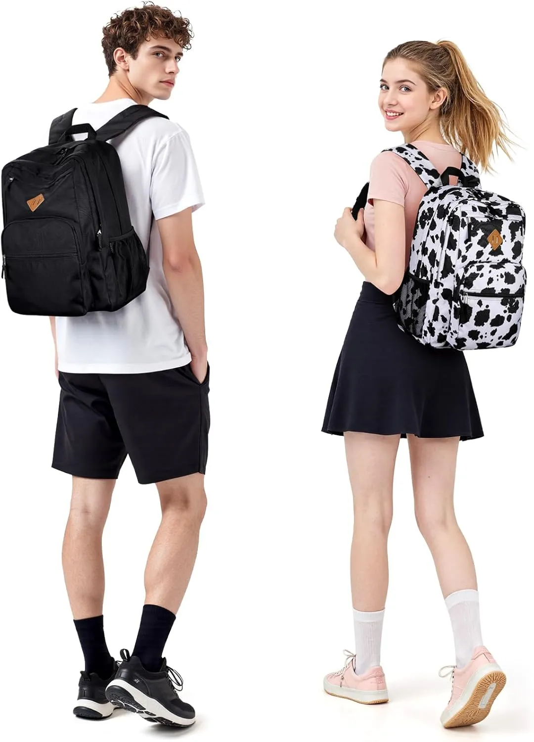 ZORFIN 26L Backpack for School, College, and Travel: Water Resistant Bookbag with 8 Compartments - Marble