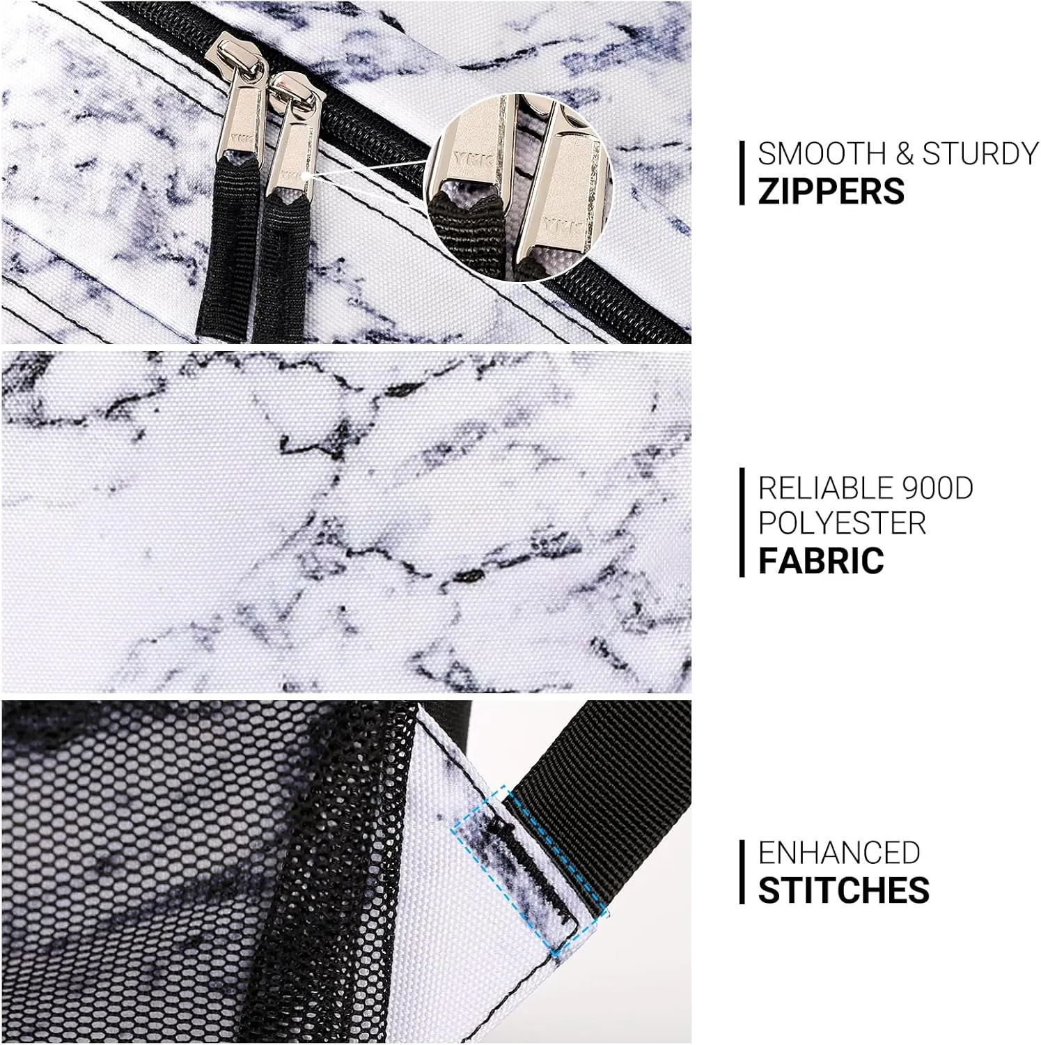 ZORFIN 26L Backpack for School, College, and Travel: Water Resistant Bookbag with 8 Compartments - Marble