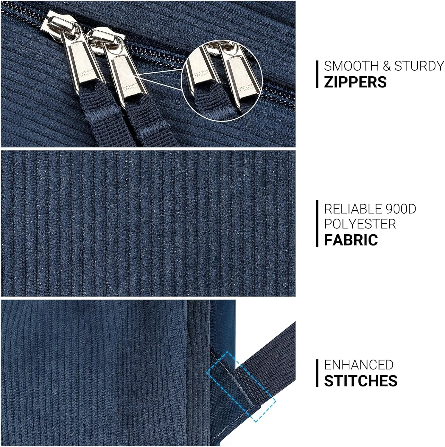 ZORFIN 26L Backpack for School, College, and Travel: Water Resistant Bookbag with 8 Compartments - Midnight Blue Corduroy