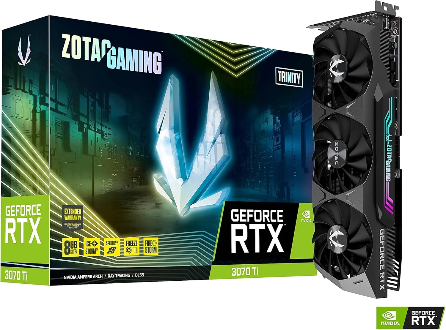 ZOTAC Gaming GeForce RTX™ 3070 Ti Trinity 8GB GDDR6X 256-bit 19 Gbps PCIE 4.0 Gaming Graphics Card, IceStorm 2.0 Advanced Cooling, Spectra 2.0 RGB Lighting, ZT-A30710D-10P